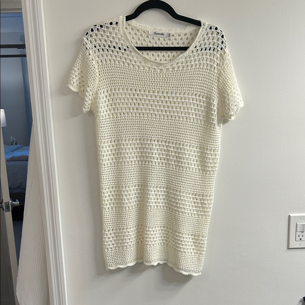 White Crochet Knit Cover Up